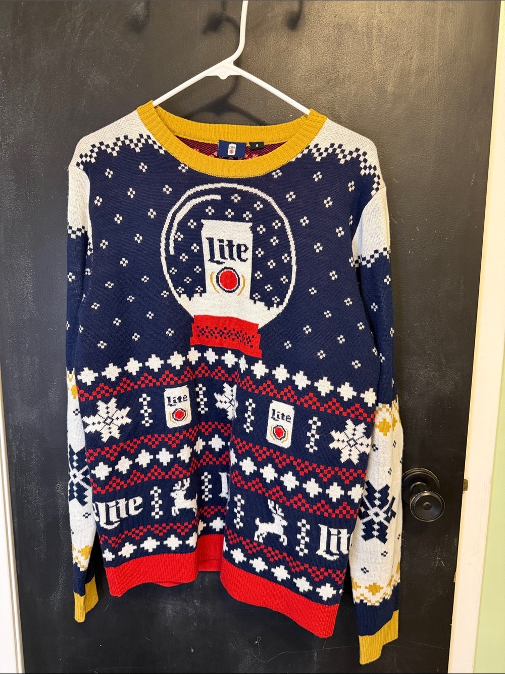 Miller Lite Beer Ugly Christmas Sweater Men's Size M 2018 Snow Globe Knit